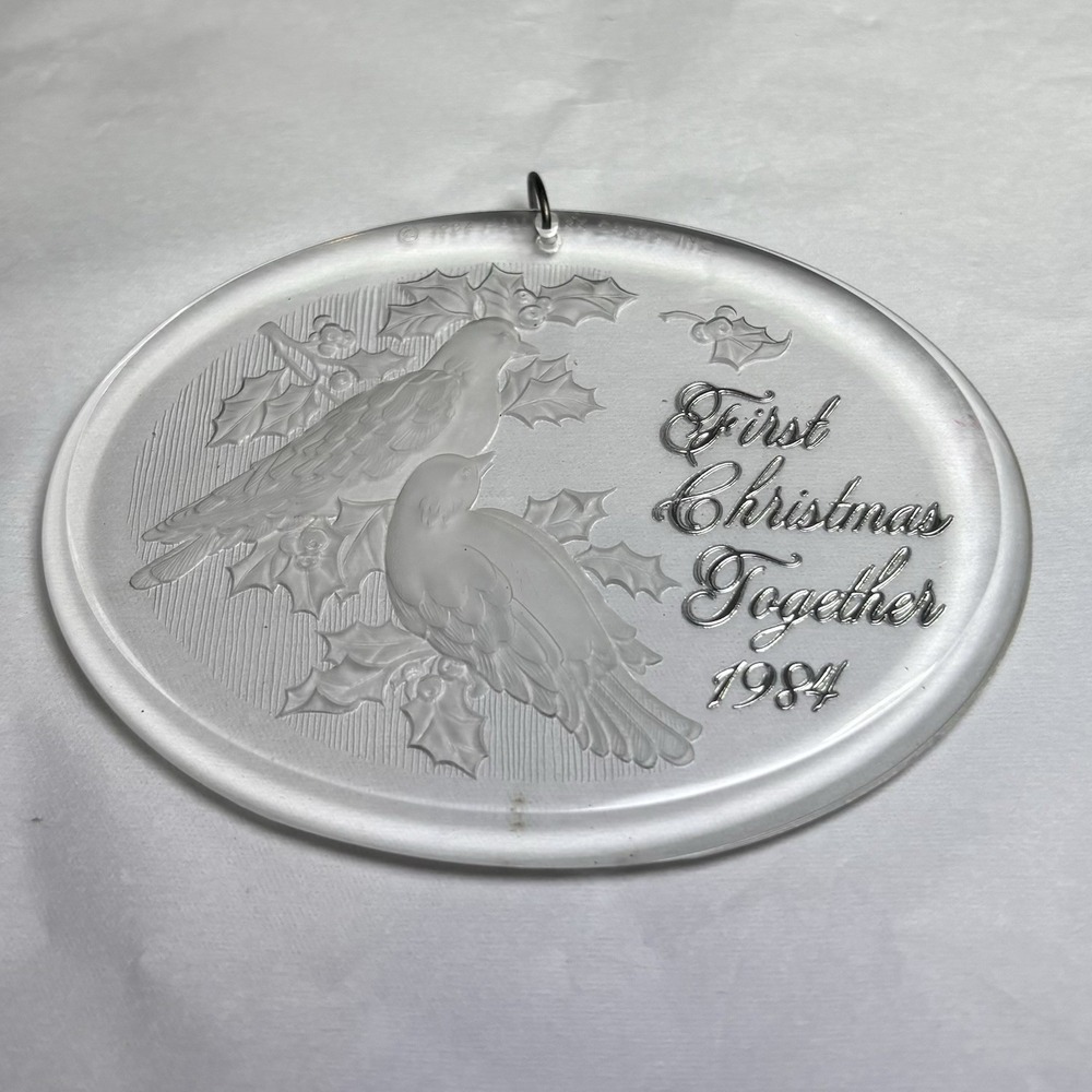 1987 Hallmark Keepsake Ornament Our First Christmas Together acrylic‎ Bird scene